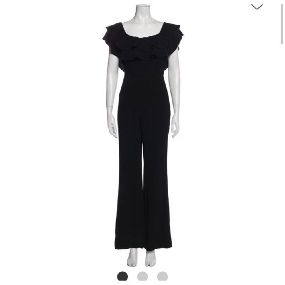 Intermix Acetate Scoop Neck Ruffle collar Short Sleeve Jumpsuit Black size 6
